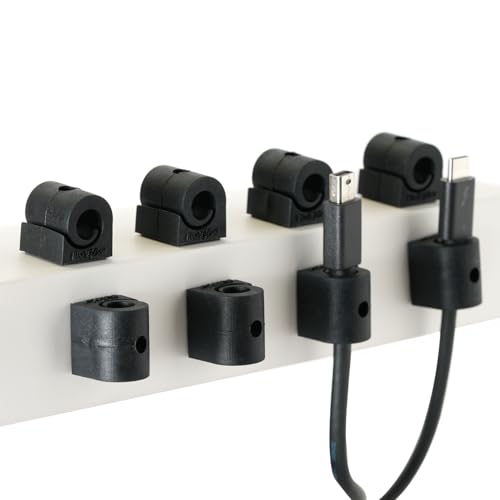 Organizadores de cables de silicona, clips adhesivos para cables para escritorio, auto y noche – Gestión de cables para cables de carga, cables USB-C, auriculares (Negro) miniatura 3