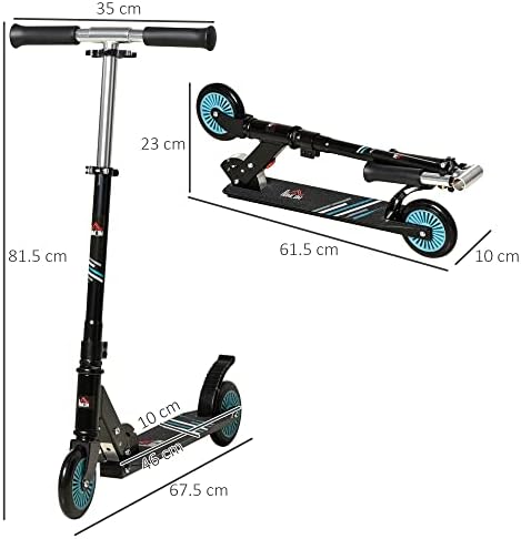 HOMCOM Scooter for Kids Toddler One-Click Foldable Kick Scooter with Adjustable Height Brake for Boys and Girls 3-8 Years Aluminium