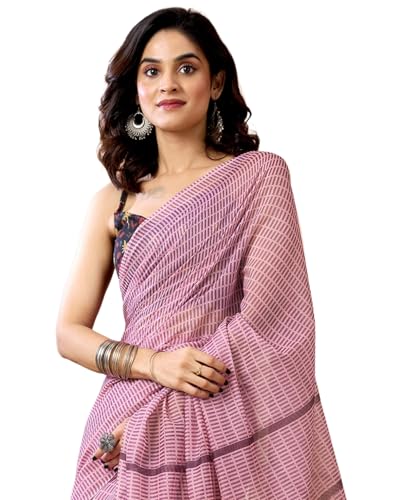 Image of SIRIL Women's Printed Chanderi Cotton One Minute Ready to Wear Saree with Unstitched Blouse Piece