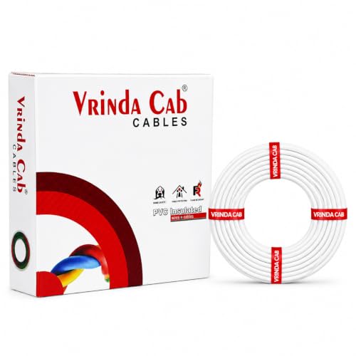 Image of VRINDA White 1.5MM CCA Single Core PVC Insulated Electrical Wire, 45 Meter Roll for Home, Office and Shop Wiring