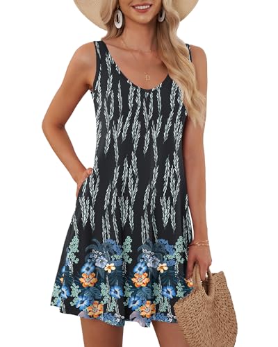 Image of AUSELILY Women's Sleeveless V Neck Mini Dress Beach Cover Up Swimwear Bathing Suit Sundresses with Pockets 2026 New