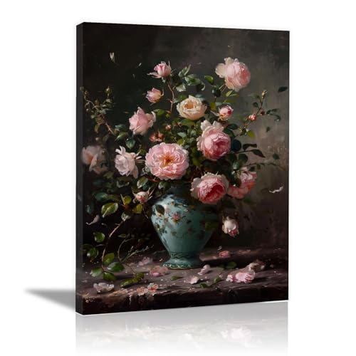 Impression sur toile intissée florale grand format 50x70cm sous cadre pour chambre à coucher