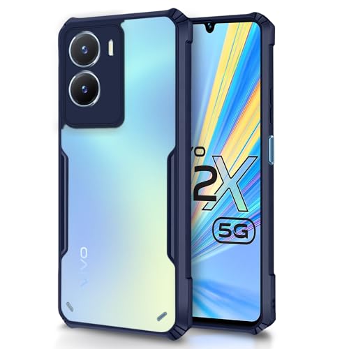 Image of Outlouders Back Cover for Vivo Y16 | Ultra Hybrid Transparent | Full Camera Protection | Raised Edge | Crystal Clear Bumper Case (Blue)
