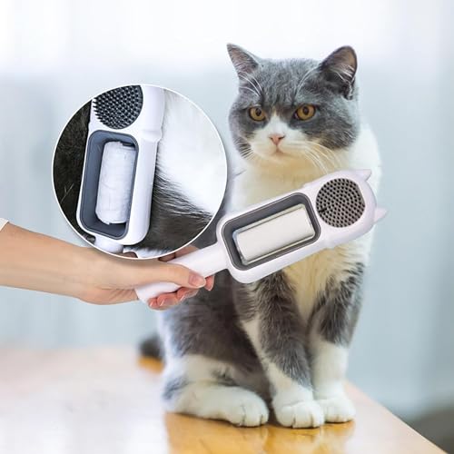 Image of Cat Sticky Brush Dog Hair Clean Tool | Pet Rolling Hair Cleaner Comb | Reusable Efficient Pet Hair Wiper Tool | Cat Grooming Accessory | Hair Removal Brush for Cat, Dog, Pet (1 Pc)