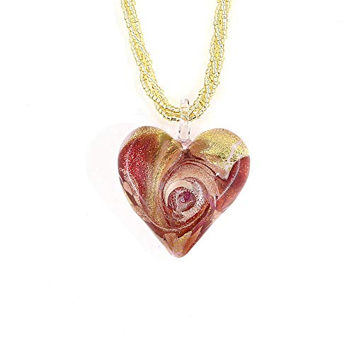 Venetiaurum - Collier pour Femme avec Coeur en Verre de Murano Original et Argent 925 - Bijou certifié Made in Italy