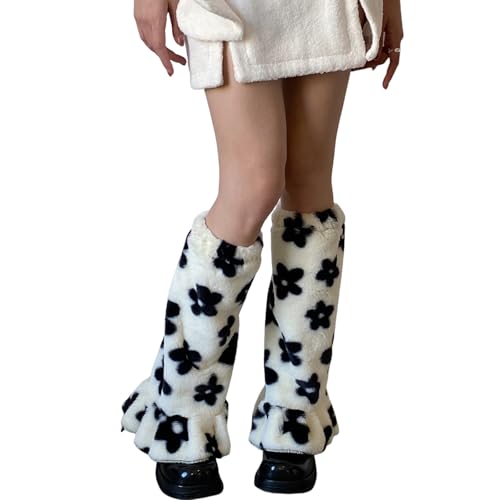 Image of Sexybody Leg Warmers for Women & Girls Y2K Kawaii Fluffy Fur Flared Leg Warmer Furry Goth Grunge Socks Harajuku Leopard