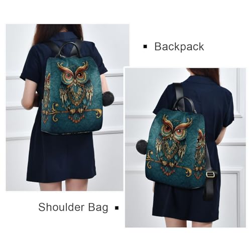 Image of ALAZA Owl Print Ethnic Backpack Purse for Women Anti Theft Fashion Back Pack Shoulder Bag