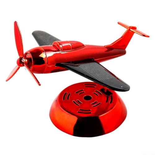 Zilimontt Mini difusor solar de aromaterapia de avión para coche, ambientador solar con rotación inteligente, fragancia extraída de plantas, diseño compacto, compatible (rojo)