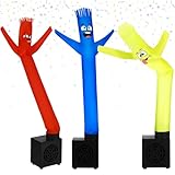 Poen 3 Pcs Christmas Mini Inflatable Tube Man Gift Funny Gag Birthday Wacky Waving Inflatable Guy with Blower Desktop Mini Dancer Gift for Women Party Decoration(Smile)