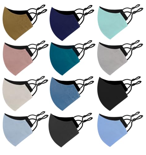 Image of Bildos Cotton Unisex Super Breathable Cloth Face mask with Adjustable Ear Loop (Multicolour) - Pack of 12