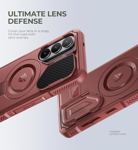 Image of Dexnor for Samsung Galaxy S26 Case with Camera Cover & Adjustable Kickstand & Screen Protector, Compatible with MagSafe, Rugged Shockproof Bumper Cases Magnetic Protective Cover(2026),6.3 inch,Maroon Red