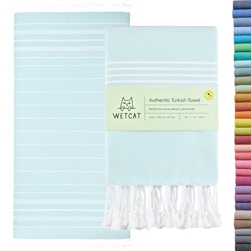 WETCAT Turkish Beach Towel Oversized (38"x71") 100% Turkish Cotton, Made