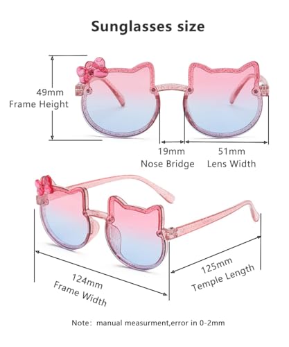 3-Pairs Girls Sunglasses Kids Cute Pink Kitty Lovely Cartoon Sunglasses Aged 3-12 UV400 Protection3