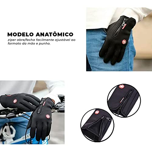 Luvas de Ciclismo Térmicas Impermeáveis Touch Screen Tamanho M