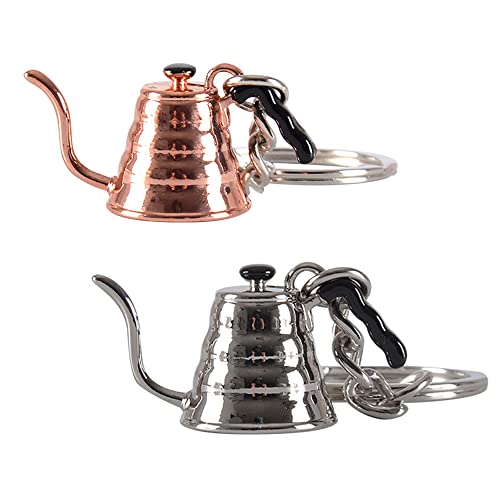 キーホルダー コーヒー ドリップ ポット 人気グッズ キーチェーン V60 コーヒーポット バッグ 携帯 ステンレス製 (H)