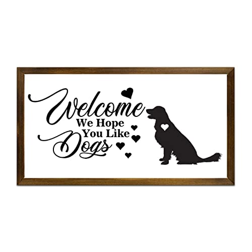Panneau en bois encadré Welcome Dog Chihuahua pour décoration murale cuisine et chambre