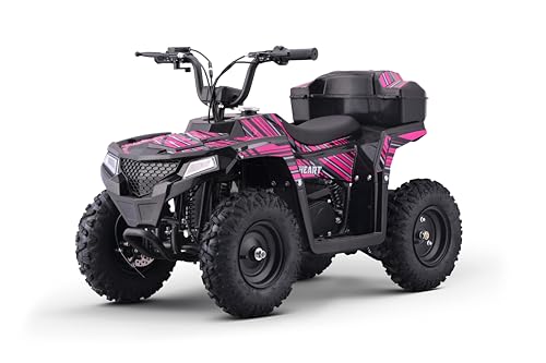 40CC Dirt Quad, 4 Stroke ATV, Max 15.5 MPH Off-Road 4 Wheelers with Storage Box, Suspensions, Pull Start, No Oil Mix Required (Pink)