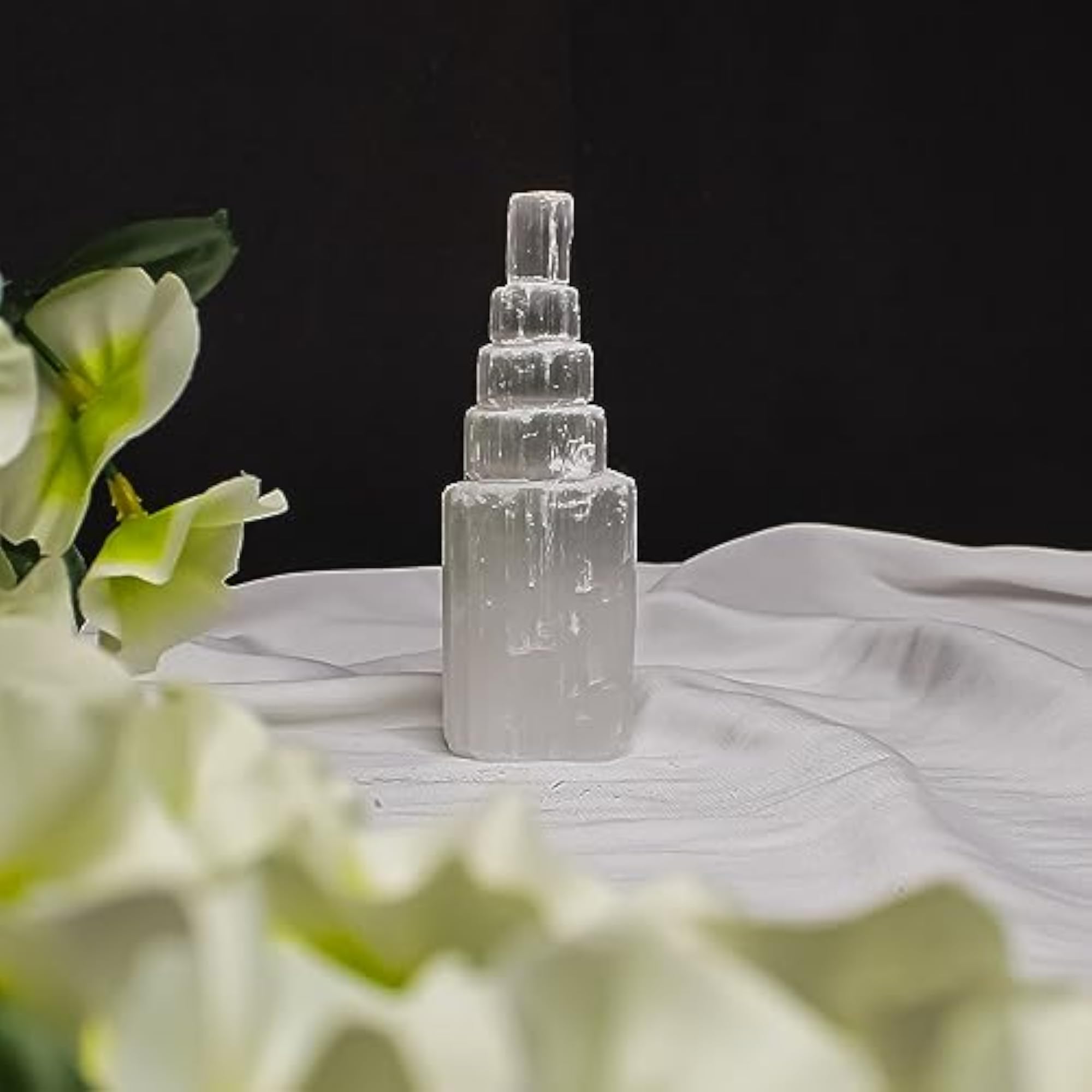 Moroccan Selenite Healing Tower for Meditation and Purification