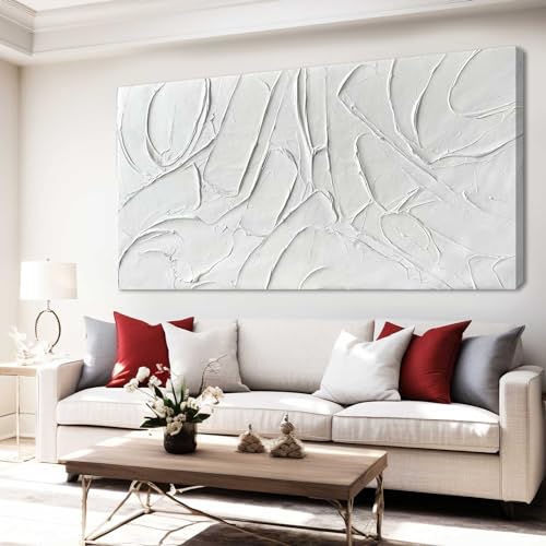 Xianshou Oil Painting Art Wall Decor Pictures For Living Room Big Wall Artwork White Painting 29"X 58 Inch Modern Abstract Wall Decor Bedroom Office Ready To Hang thumb #1