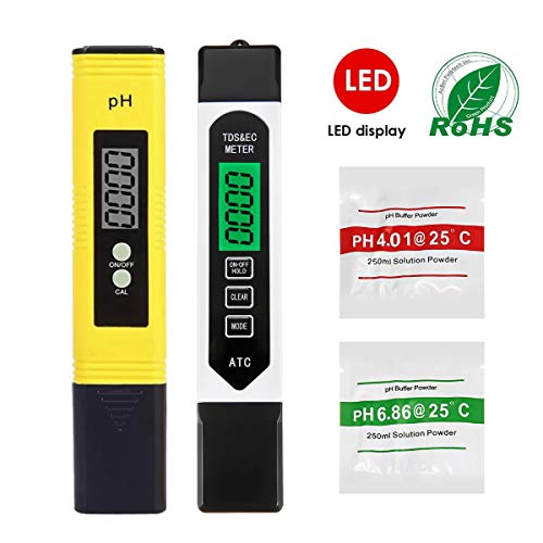 LIUMY 4-en-1 Testeur pH Mètre électronique&TDS Mètre Testeur de qualité de lEau TDS pH EC Température, Testeur numérique avec Écran LCD Test pour Piscine, Aquarium