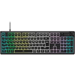 Corsair K55 CORE RGB Membrane Wired Gaming Keyboard – Quiet, Responsive Switches – Spill Resistance – Ten-Zone RGB – Media Keys – iCUE Compatible – QWERTY UK – PC, Mac – Black
