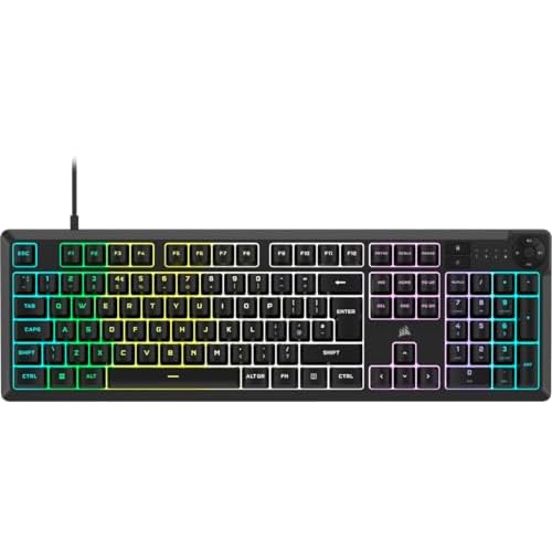 Corsair K55 CORE RGB Membrane Wired Gaming Keyboard – Quiet, Responsive Switches – Spill Resistance – Ten-Zone RGB – Media Keys – iCUE Compatible – QWERTY UK – PC, Mac – Black