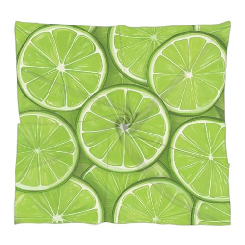 Summer Green Lime Slices Silk Scarf for Women Girls Hair Head Silk Scarf Square Purse Satin Scarves Bandana Wraps
