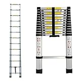 Escalera plegable telescópica, escalera multiusos de aluminio de alta calidad, escalera extensible, bloqueo de seguridad, antideslizante, 150 kg/330 libras