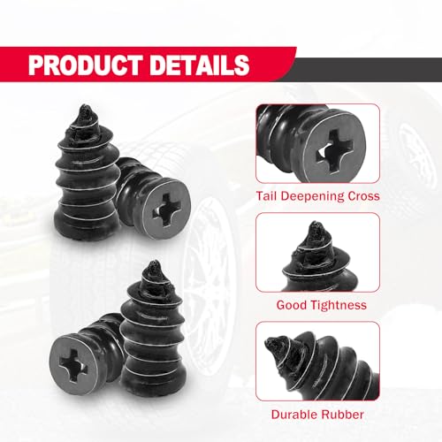 60PCS Tire Repair Rubber Nail, Spiral Rubber Nails, Tire Screw Plug Fast Tool Self Service Tire Repair Nail for car, Motorcycle, Truck, Tractor Tire Puncture Repair, Vacuum Tire Repair Kits - Thumbnail 3