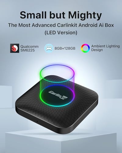 Image of CALMORA Ai Box LED, Android 13, Qualcomm 6225, 8GB+128GB, Wireless CarPlay Android Auto 3-in-1 Dongle Comes with Google Play Store, Streaming Video, Only for the Vehicle with Wired CarPlay Device