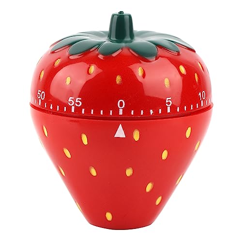 Kitchen Timer, Cute Fruit Strawberry Shaped 60 Minutes Kitchen Timer, Cute 360 Degree Rotating Mechanical Time Reminder
