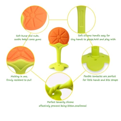 Image of BabyGo Teething Baby Chew Toys | BPA-Free Soft Silicone Teether for Babies 6-12 Months | Natural Organic Freezer-Safe Teething Toy for Toddlers | Gum Pain Relief Teether Set (4 Pack)