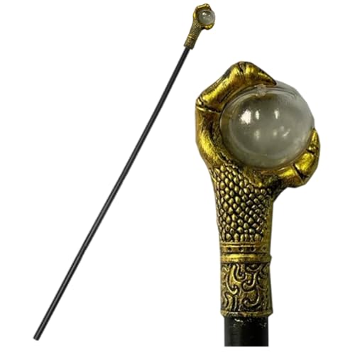 Image of GORGECRAFT 40.9in Dragon Claw Walking Stick Vintage Canes Egyptian Staff Scepter with Gold Copper Color Claw Head Plastic Cosplay Wand for Halloween Witches Wizards Dress Up Party Costume Accessories