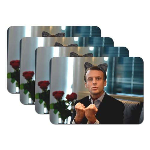 Lot de 4 sets de table Emmanuel Macron en caoutchouc 39,5 x 28,5 cm