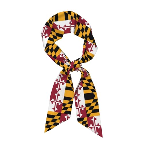 Flag of Maryland Printed Women's Fashion Scarf Suitable as Scarves, hair scarves, headbands, headbands, handbands, Black, One Size