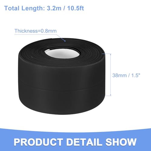 Image of Caulk Tape Sealant Strip - 2 Pack Self-Adhesive Caulking Tape for Kitchen Bathroom Toilet Wall Corner - PVC Bath Sealant Strip - (1.5-inch x 20-ft Black)