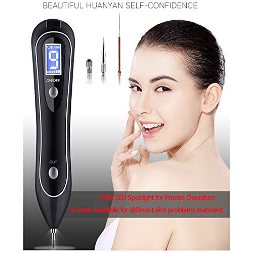 Preisvergleich Produktbild Muttermal Entfernen - Leestar Maulwurf Entfernen Professioneller Schönheits-Stift, mit 9 Stärke Stufen für Gesicht und Körper, Entfernung Warzen, Nävus, Muttermal, mit LCD-Bildschirm, USB Aufladbar