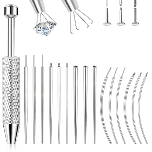 ONESING Piercing Ball Grabber Tool and Piercing Guide Taper Tool for Changing Jewelry - 14G 16G 18G 20G Stainless Steel Flat Back Earring Applicator Tool Threaded Internal Threaded External Threaded Body Piercing Changing Kit for Ear/Nose/Navel/Tongue/Eyebrow/Nipple/Lip