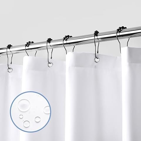 downluxe Waterproof Fabric Shower Curtain Liner - Soft Cloth Shower Liner with 3 Magnets, Shower Curtains for Bathroom, Machine Washable & Hotel Quality, 70" W x 72" H, White Cover
