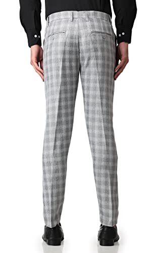 Image of MALENO Men's Polycotton Slim Fit Checkered Trouser |Trousers for Office, Party | Men Formal Pant