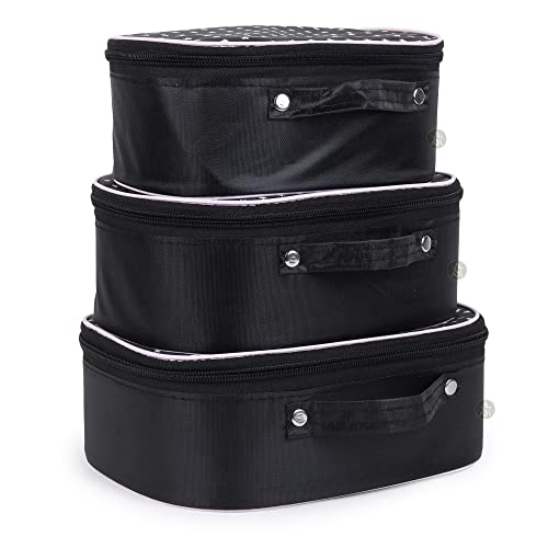 RASAFA Nylon Professional Cosmetic Makeup Kit Storage Organizer Travel Toiletry Vanity Bag with Adjustable Compartment (BLCK-307)