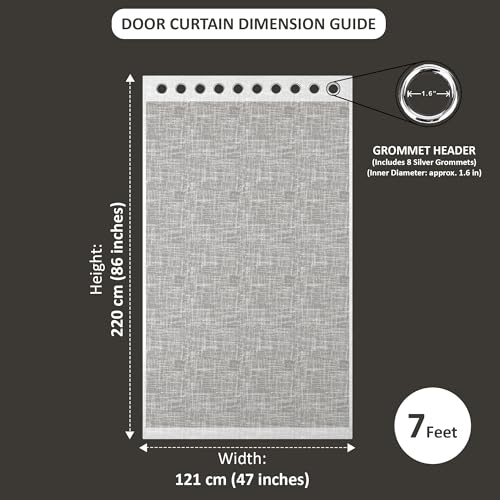 Image of Kuber Industries 6 Pcs Polyester Linen Door Sheer Curtain 7 Feet for Home Decor | 8 Eyelet with Curtain Multiple Use for Living Room /Bedroom | Plain - Off White