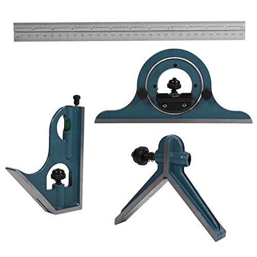 Ejoyous Combination Set, Multi Functional Stainless Steel Universal Bevel 180 Degree Angle Combination Protractor Ruler Set Universal Bevel Ruler Set with Case