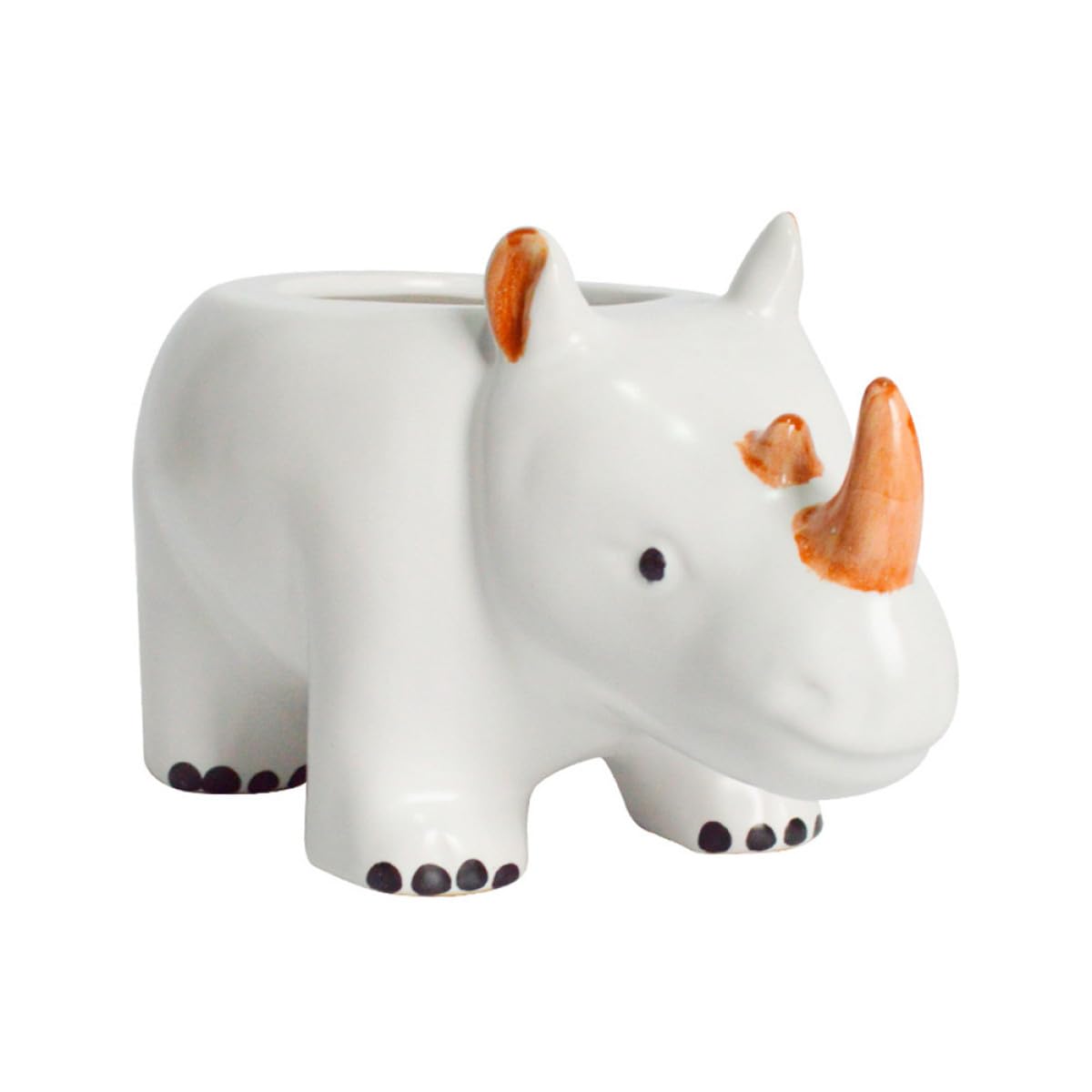 Jardinière en céramique rhinocéros blanc, pot de fleurs robuste