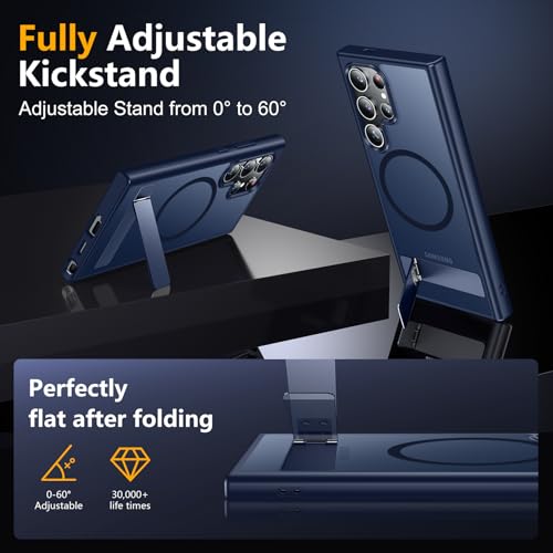 Image of SPIDERCASE Magnetic for Samsung Galaxy S23 Ultra Case, [3 Stand Ways][ Military Grade Drop Protection] with Invisible Stand Shockproof Slim Case for Samsung S23 Ultra 6.8 inch, Blue