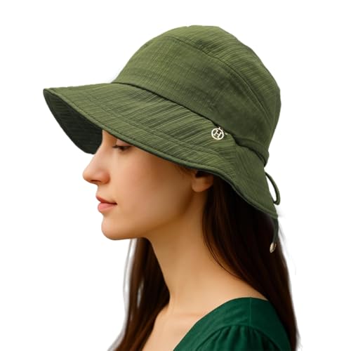 Image of SANNIDHI Sun Hats for Women Bucket Hat for Women, Wide Brim Summer UV Protection Beach Hat, Outdoor Casual Womens Hats with Chin Strap, Fashion Ladies