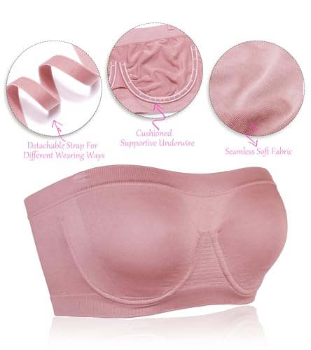 Image of Women's Underwire Strapless Multiway Bra Bandeau Seamless Supportive Bras Non Padded Top