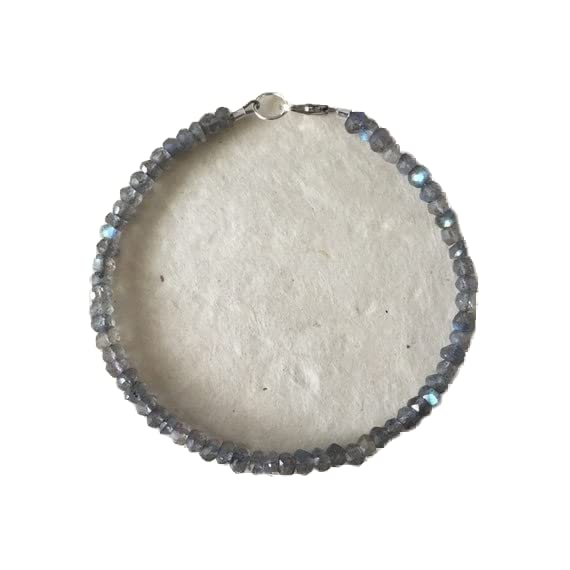 Bracelet de perles labradorite de 3mm et fermoir argenté pour homme et femme LKBEADS