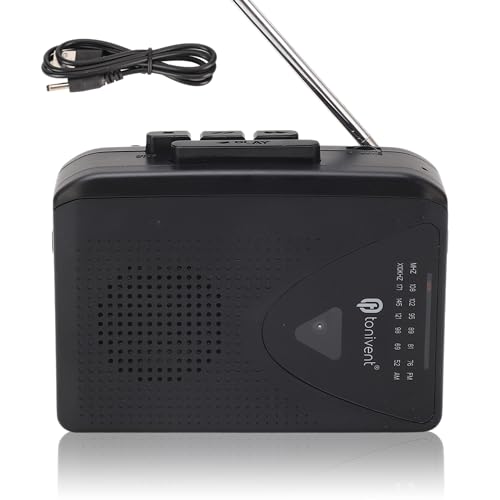 Transparenter Kassettenspieler, Tragbarer Kassettenspieler mit AM/FM Radio, 3,5mm Kopfhörerbuchse und Ohrhörern Im Lieferumfang Enthalten, Bluetooth