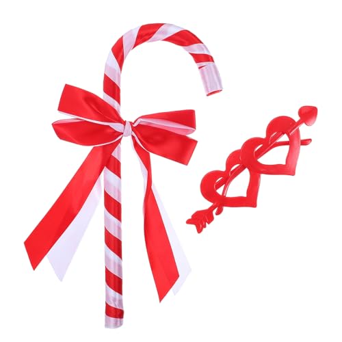 DOITOOL Juego de Accesorios para Fotos de Fiesta 2 Piezas Bastón Rojo Lazo y Gafas de Corazón Blancas Ligero y Temático para Cumpleaños Bodas y San Valentín
